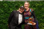 Bridget Palmer with Kiwis for kiwi trustee Ruud Kleinpaste at the 2019 Kiwi Awards. Image: Supplied.